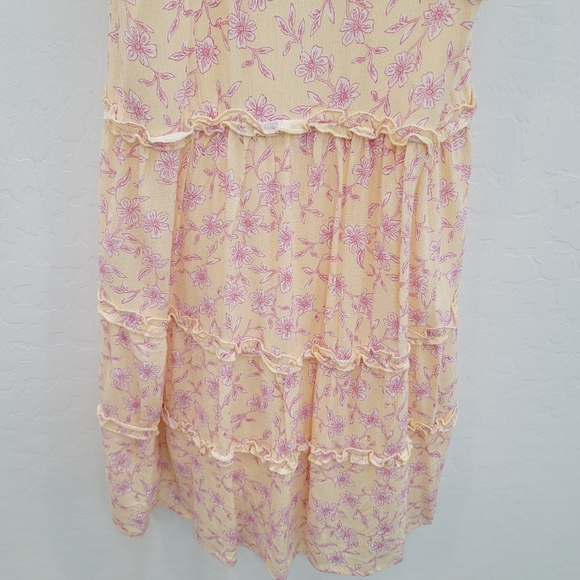 NWOT Love Tree Yellow Floral Print Fit & Flare Mini Dress Women's Size Large - Picture 5 of 13